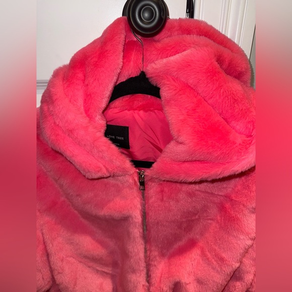 Love Tree Hot Pink Faux Fur Jacket Large NWOT - Picture 2 of 6